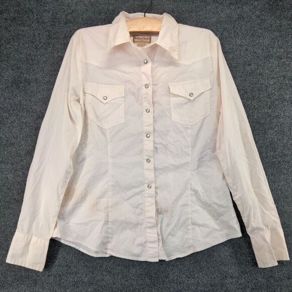 Marlboro Classics Pearl Snap Shirt Mens M Long Sleeve White Chest Pockets - Picture 2 of 13
